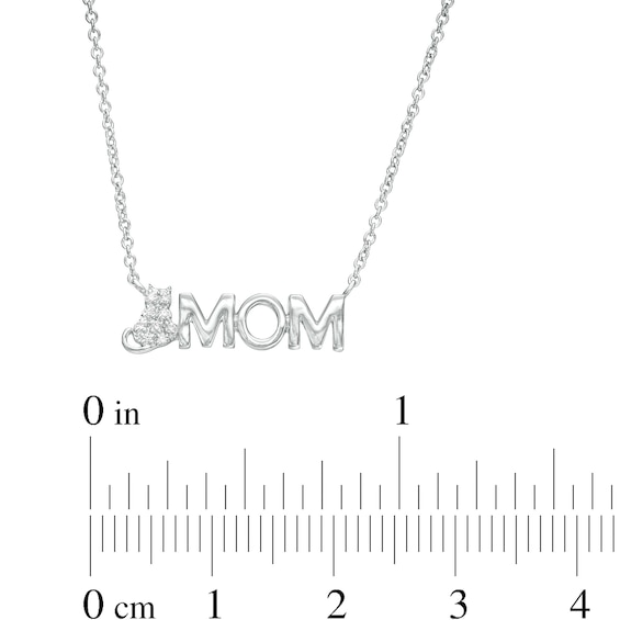 Diamond Accent Cat MOM Necklace in Sterling Silver - 17.75"