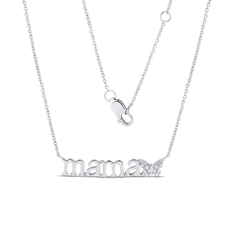 Diamond Accent Butterfly "mama" Necklace in Sterling Silver|Peoples Jewellers