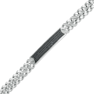 Men's 1.00 CT. T.W. Black and White Diamond Bar Bracelet in Sterling Silver – 8.5"