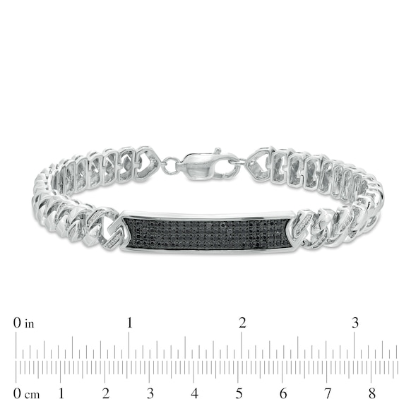 Men's 1.00 CT. T.W. Black and White Diamond Bar Bracelet in Sterling Silver – 8.5"