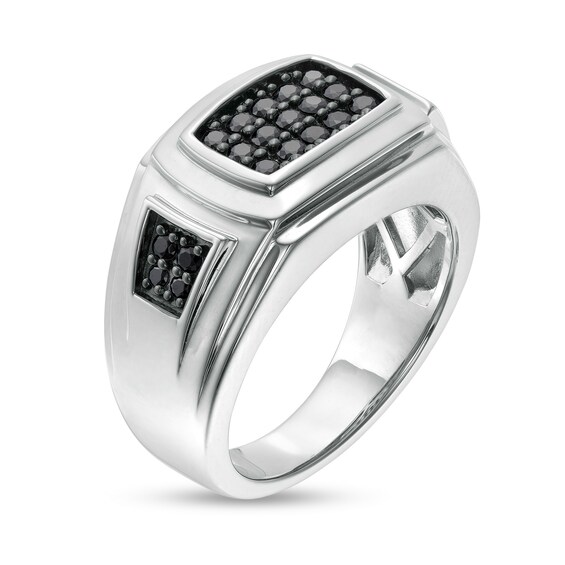 Men's 0.75 CT. T.W. Black Multi-Diamond Ring in Sterling Silver