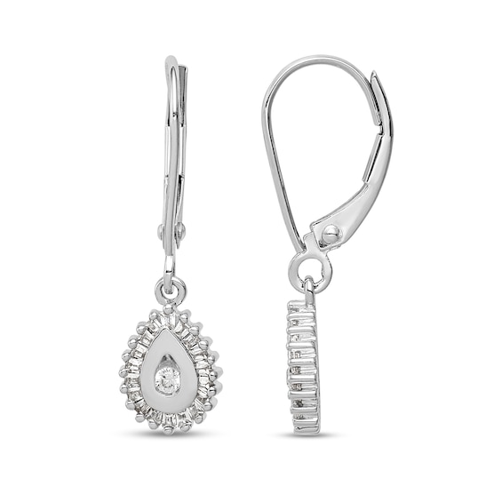 0.24 CT. T.W. Diamond Frame Teardrop Earrings in 14K White Gold