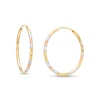 20.0mm Diamond-Cut Tube Hoop Earrings in 14K Gold and Two-Tone Rhodium Plate