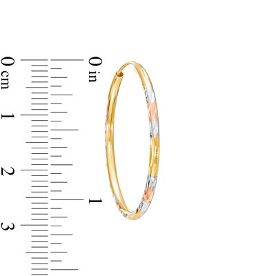 20.0mm Diamond-Cut Tube Hoop Earrings in 14K Gold and Two-Tone Rhodium Plate