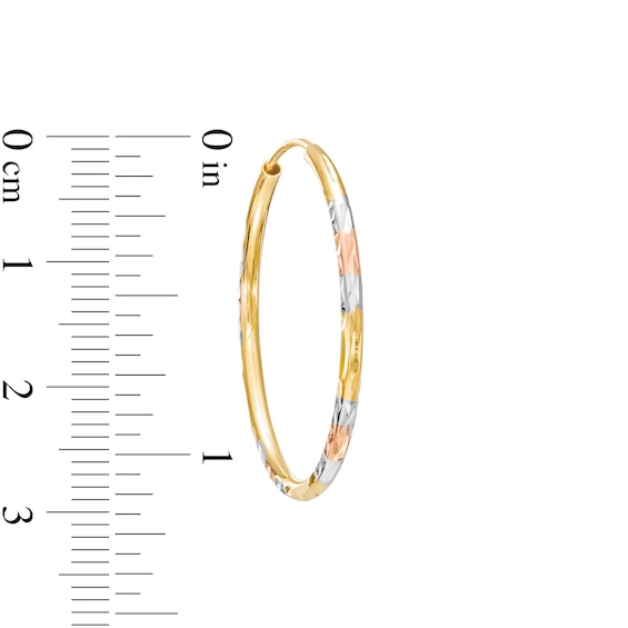 20.0mm Diamond-Cut Tube Hoop Earrings in 14K Gold and Two-Tone Rhodium Plate