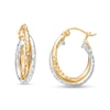 17.0mm Diamond-Cut Intertwined Tube Hoop Earrings in 14K Gold with Rhodium Plate