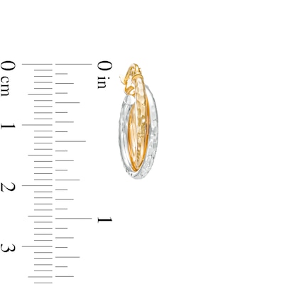 17.0mm Diamond-Cut Intertwined Tube Hoop Earrings in 14K Gold with Rhodium Plate