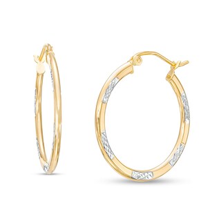 26.0mm Diamond-Cut Tube Hoop Earrings in 14K Two-Tone Gold