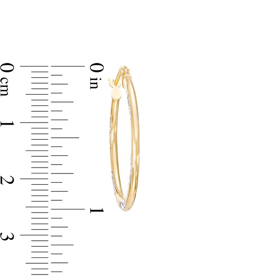 26.0mm Diamond-Cut Tube Hoop Earrings in 14K Two-Tone Gold