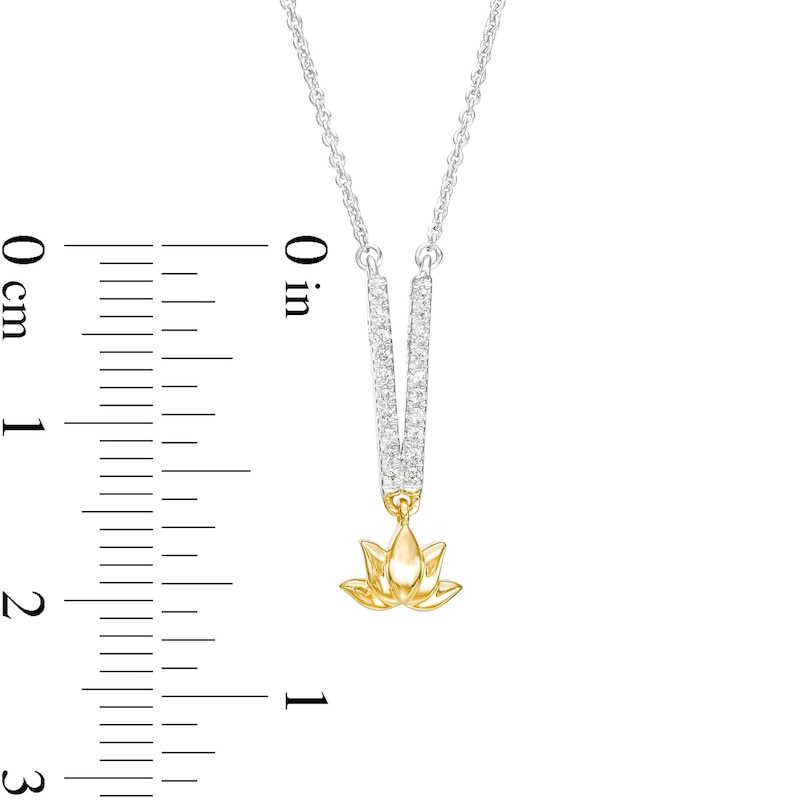 By Women for Women 0.08 CT. T.W. Diamond Lotus Flower "V" Necklace in 10K Two-Tone Gold|Peoples Jewellers