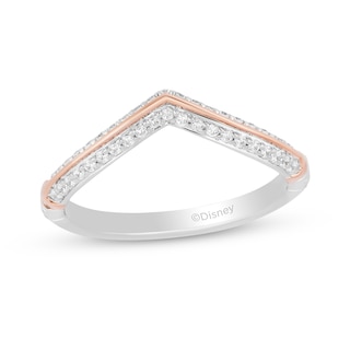 Enchanted Disney Aurora 0.18 CT. T.W. Diamond Contour Wedding Band in 14K Two-Tone Gold