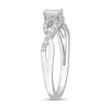 Thumbnail Image 2 of Emerald-Cut White Lab-Created Sapphire and 0.08 CT. T.W. Diamond Twist Split Shank Promise Ring in Sterling Silver