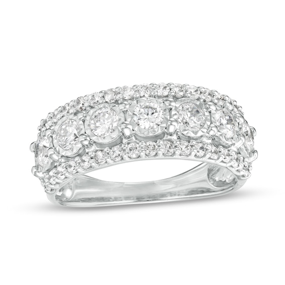 1.00 CT. T.W. Diamond Raised Seven Stone Anniversary Band in 10K White Gold