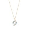 EFFY™ Collection 11.0mm Cushion-Cut Green Quartz and 0.07 CT. T.W. Diamond Swirl Ribbon Overlay Pendant in 14K Gold