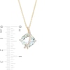 EFFY™ Collection 11.0mm Cushion-Cut Green Quartz and 0.07 CT. T.W. Diamond Swirl Ribbon Overlay Pendant in 14K Gold