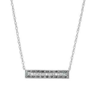 0.20 CT. T.W. Black and White Diamond Sideways Bar Necklace in Sterling Silver