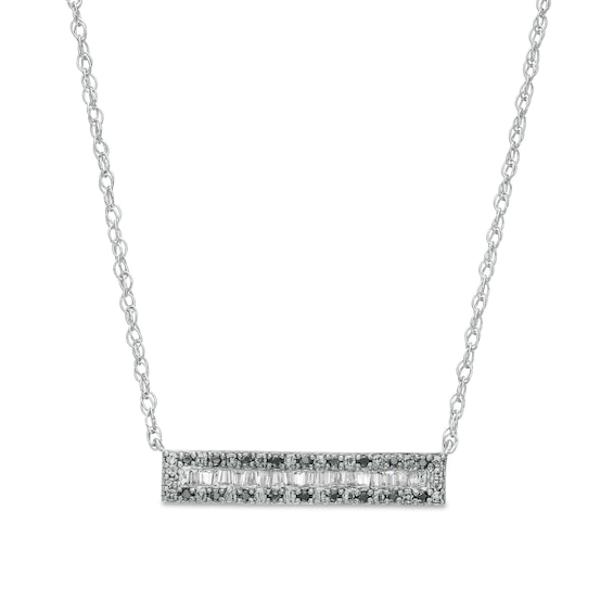 0.20 CT. T.W. Black and White Diamond Sideways Bar Necklace in Sterling Silver