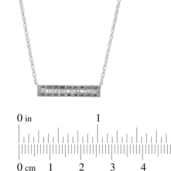 0.20 CT. T.W. Black and White Diamond Sideways Bar Necklace in Sterling Silver