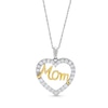 White Lab-Created Sapphire "Mom" Heart Pendant in Sterling Silver and 14K Gold Plate