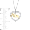 White Lab-Created Sapphire "Mom" Heart Pendant in Sterling Silver and 14K Gold Plate