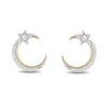 Thumbnail Image 0 of Enchanted Disney Jasmine 0.14 CT. T.W. Diamond Crescent Moon and Star Stud Earrings in Sterling Silver and 10K Gold