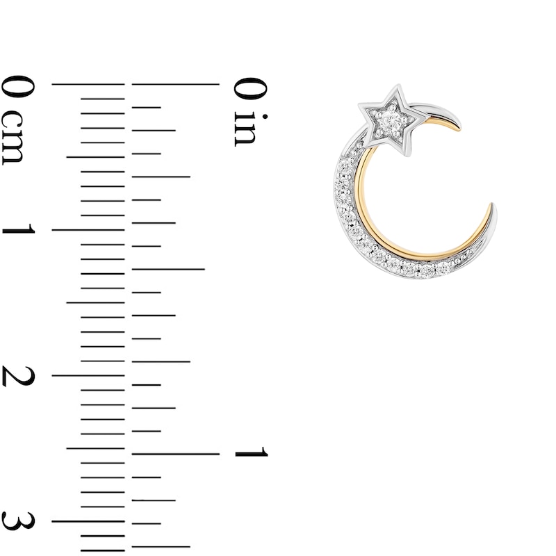 Enchanted Disney Jasmine 0.14 CT. T.W. Diamond Crescent Moon and Star Stud Earrings in Sterling Silver and 10K Gold|Peoples Jewellers