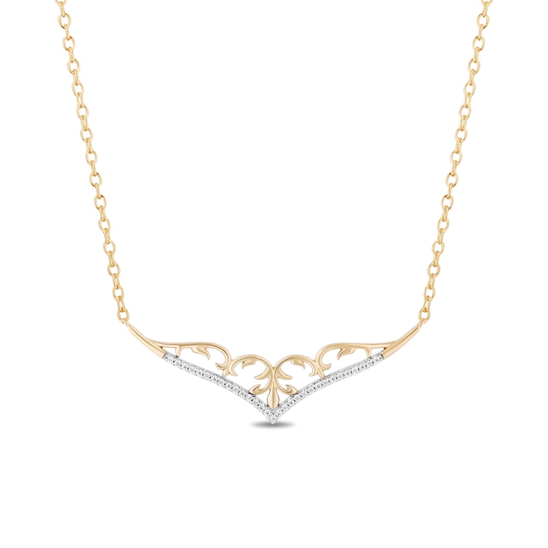 Enchanted Disney Jasmine 0.085 CT. T.W. Diamond Tiara Necklace in 10K Gold|Peoples Jewellers