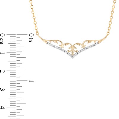 Enchanted Disney Jasmine 0.085 CT. T.W. Diamond Tiara Necklace in 10K Gold