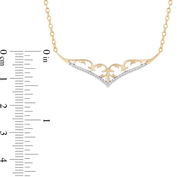 Enchanted Disney Jasmine 0.085 CT. T.W. Diamond Tiara Necklace in 10K Gold