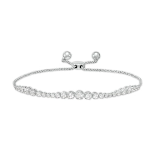 1.00 CT. T.W. Journey Diamond Bolo Bracelet in 10K White Gold - 9.5"