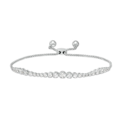 1.00 CT. T.W. Journey Diamond Bolo Bracelet in 10K White Gold - 9.5"