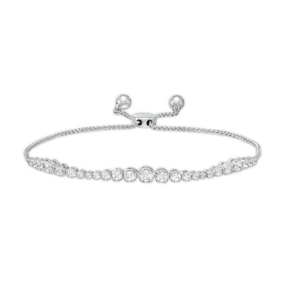 1.00 CT. T.W. Journey Diamond Bolo Bracelet in 10K White Gold - 9.5"