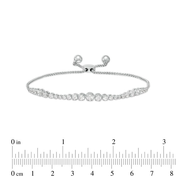 1.00 CT. T.W. Journey Diamond Bolo Bracelet in 10K White Gold - 9.5"