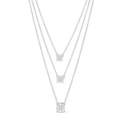 1.00 CT. T.W. Certified Lab-Created Diamond Triple Strand Necklace in 14K White Gold (F/SI2)