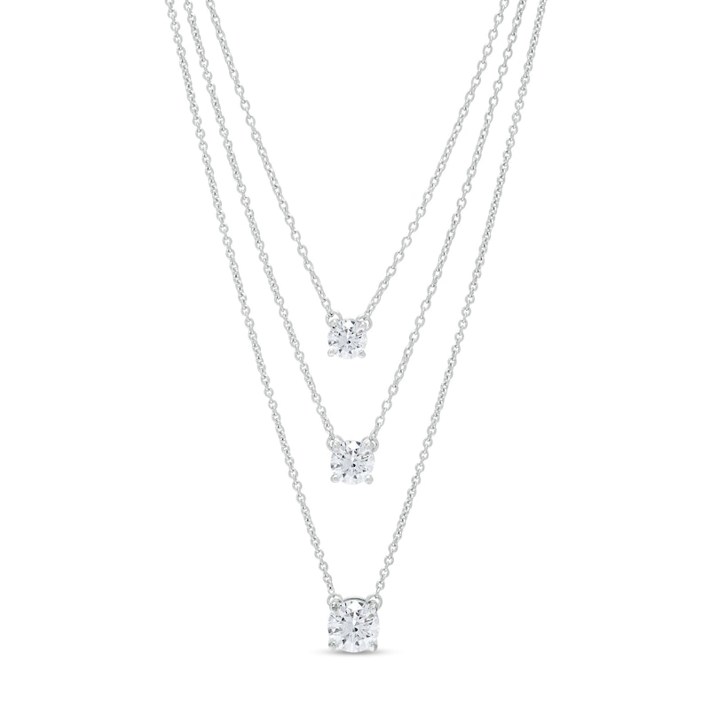 1.00 CT. T.W. Certified Lab-Created Diamond Triple Strand Necklace in 14K White Gold (F/SI2)|Peoples Jewellers