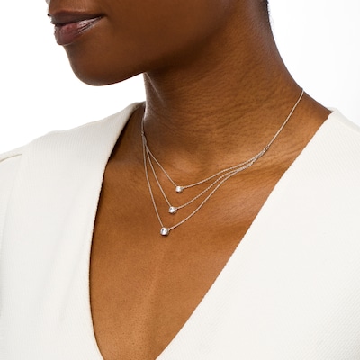 1.00 CT. T.W. Certified Lab-Created Diamond Triple Strand Necklace in 14K White Gold (F/SI2)