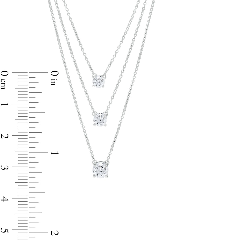 1.00 CT. T.W. Certified Lab-Created Diamond Triple Strand Necklace in 14K White Gold (F/SI2)|Peoples Jewellers