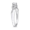 Pear-Shaped White Lab-Created Sapphire and 0.08 CT. T.W. Diamond Twist Split Shank Promise Ring in Sterling Silver