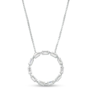 0.33 CT. T.W. Baguette Certified Lab-Created Diamond Circle Pendant in 14K White Gold (F/SI2)