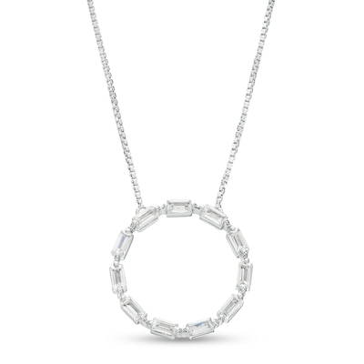 0.33 CT. T.W. Baguette Certified Lab-Created Diamond Circle Pendant in 14K White Gold (F/SI2)