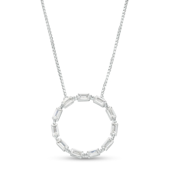 0.33 CT. T.W. Baguette Certified Lab-Created Diamond Circle Pendant in 14K White Gold (F/SI2)