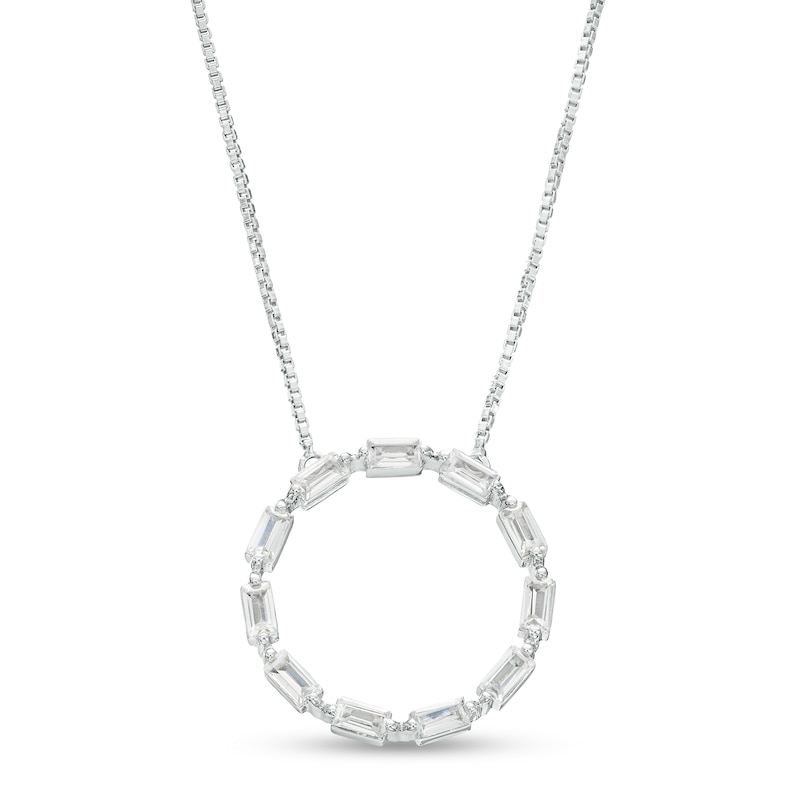 0.33 CT. T.W. Baguette Certified Lab-Created Diamond Circle Pendant in 14K White Gold (F/SI2)|Peoples Jewellers