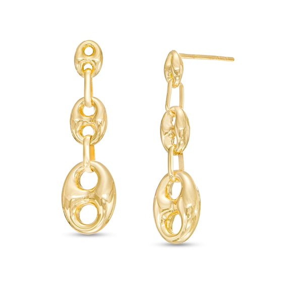 Graduated Mariner Link Drop Earrings in 14K Gold