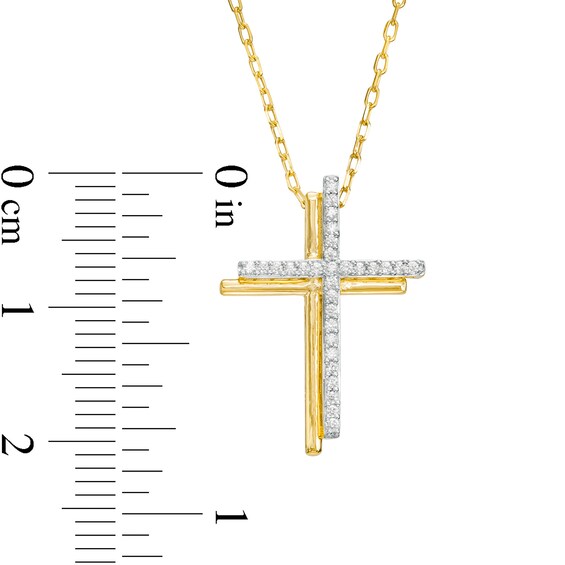 0.10 CT. T.W. Diamond Stacked Cross Pendant in 10K Gold