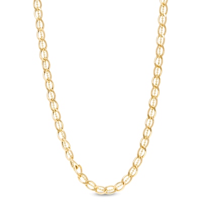 4.8mm Diamond-Cut Brilliance Bead Accent Curb-Style Chain Link Necklace in 18K Gold - 18"