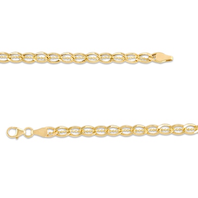 4.8mm Diamond-Cut Brilliance Bead Accent Curb-Style Chain Link Necklace in 18K Gold - 18"