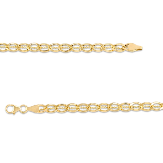 4.8mm Diamond-Cut Brilliance Bead Accent Curb-Style Chain Link Necklace in 18K Gold - 18"