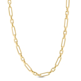 Italian Gold 3.5mm Paper Clip-Style and Squared Oval Link Choker Necklace in 18K Gold - 16&quot;