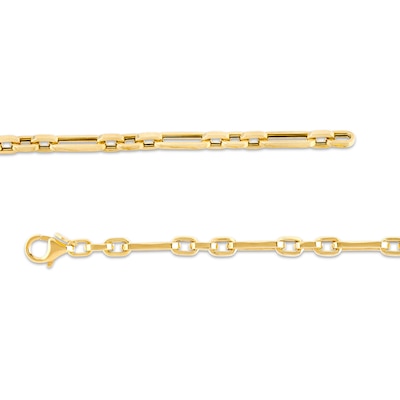 3.5mm Paper Clip-Style and Squared Oval Link Choker Necklace in 18K Gold - 16"