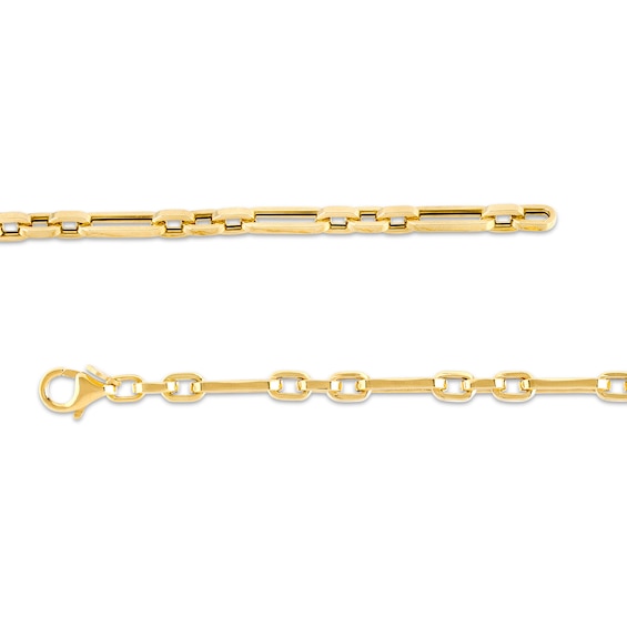 3.5mm Paper Clip-Style and Squared Oval Link Choker Necklace in 18K Gold - 16"